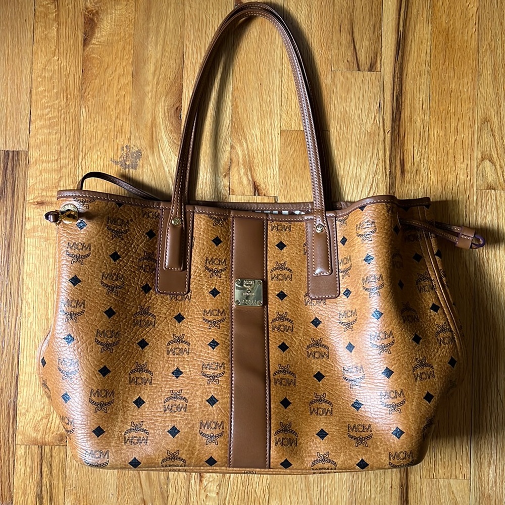Mcm cognac brown medium tote, used condition, size - 14W, 6D, 11H